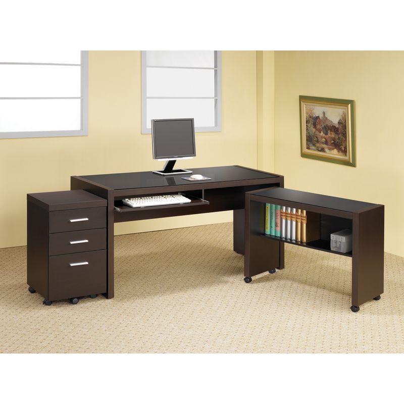 Skylar Computer Desk with Keyboard Drawer Cappuccino