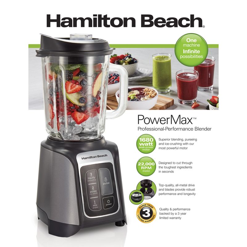 Hamilton Beach - PowerMax Professional Performance Blender Gray