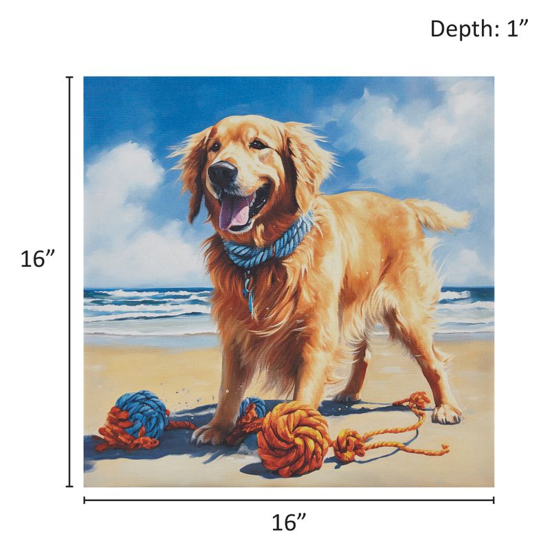 Golden Retriever/Blue Multi Beach Dogs Golden Retriever Canvas Wall Art See below