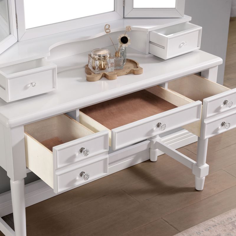 Traditional Solid Wood 3-Piece Vanity Set in White