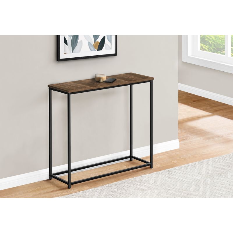 Accent Table/ Console/ Entryway/ Narrow/ Sofa/ Living Room/ Bedroom/ Metal/ Laminate/ Brown/ Black/ Contemporary/ Modern