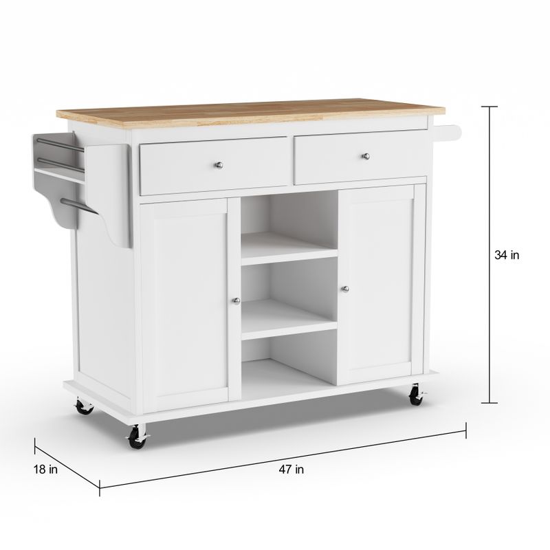 ACME Tullarick Kitchen Cart, Natural & White