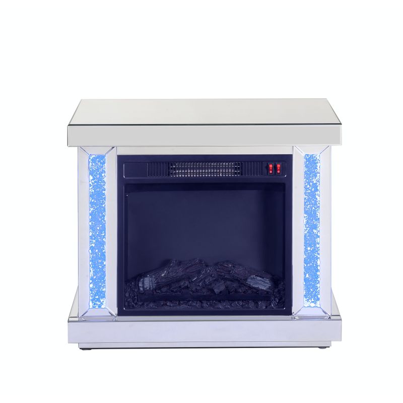 ACME Noralie Fireplace, LED, Mirrored & Faux Diamonds