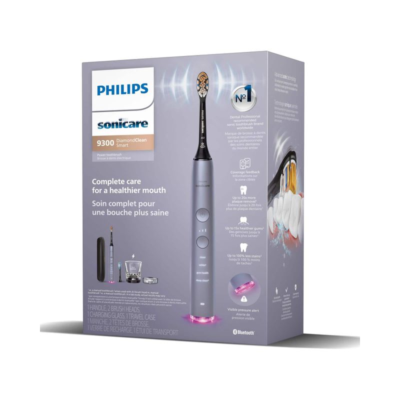 Philips Sonicare DiamondClean Smart Electric Rechargeable Toothbrush for Complete Oral Care 9300 Series - Grey