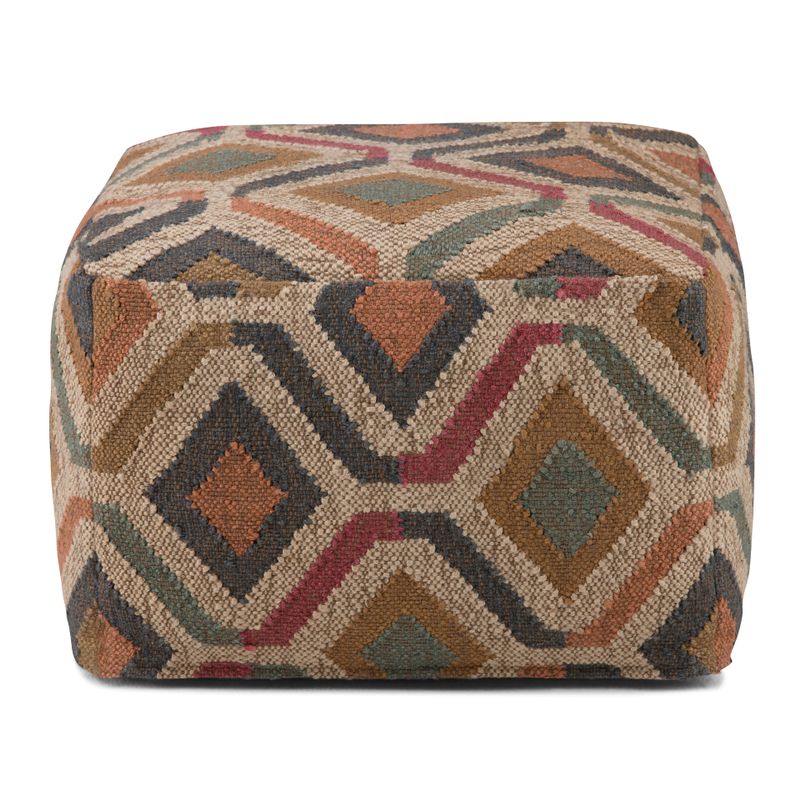 Simpli Home - Johanna Square Pouf - Kilim Patterned