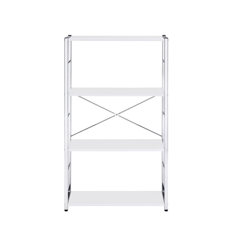 ACME Tennos Bookshelf, White & Chrome Finish