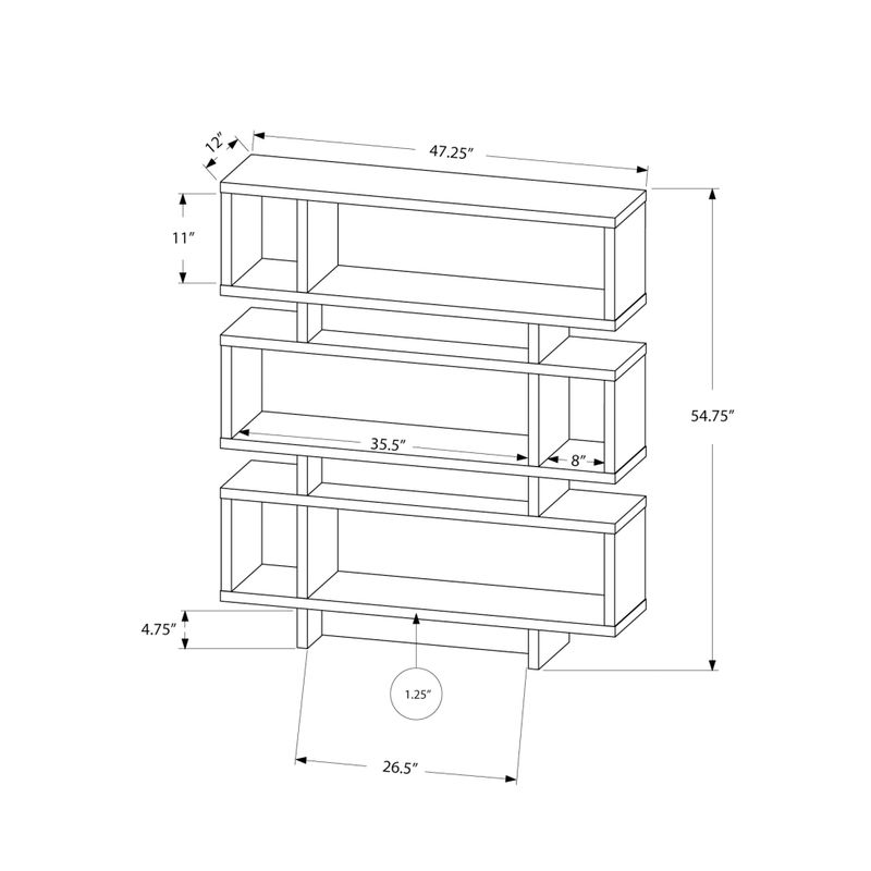 Bookshelf/ Bookcase/ Etagere/ 4 Tier/ 55"H/ Office/ Bedroom/ Laminate/ White/ Contemporary/ Modern