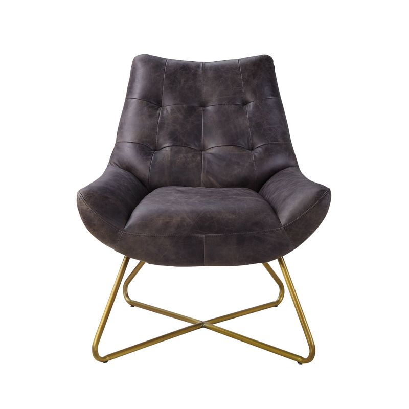 ACME Dhalsim Accent Chair, Antique Ebony Top Grain Leather