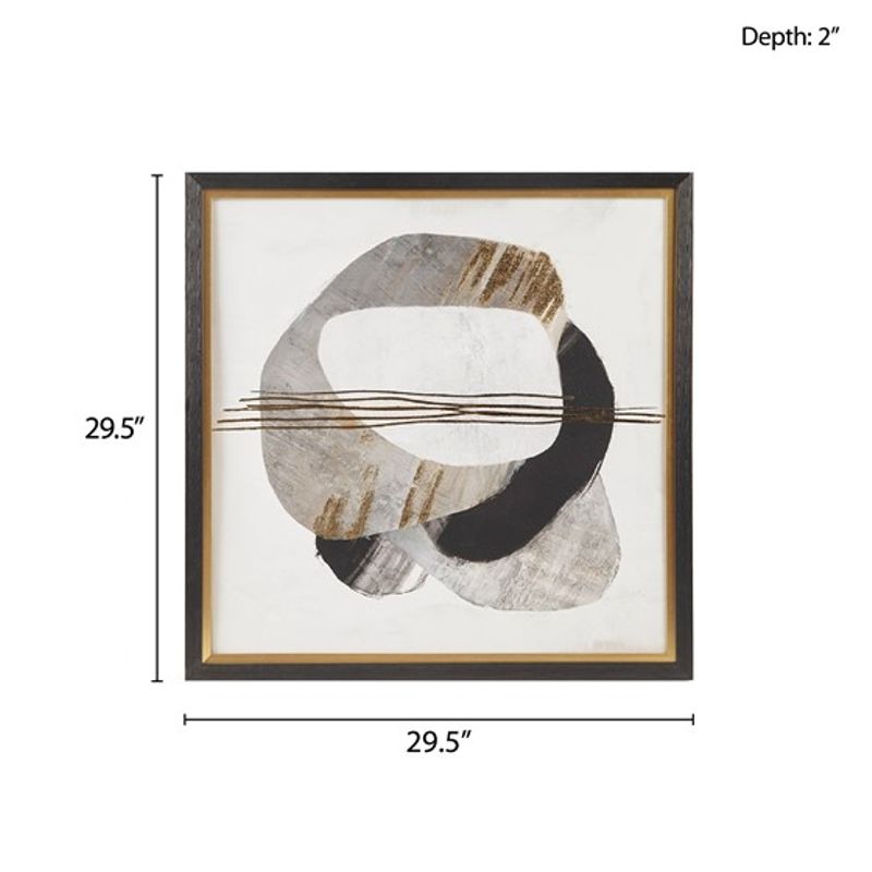 Auric Beam Gold Foil Abstract Framed Canvas Wall Art
