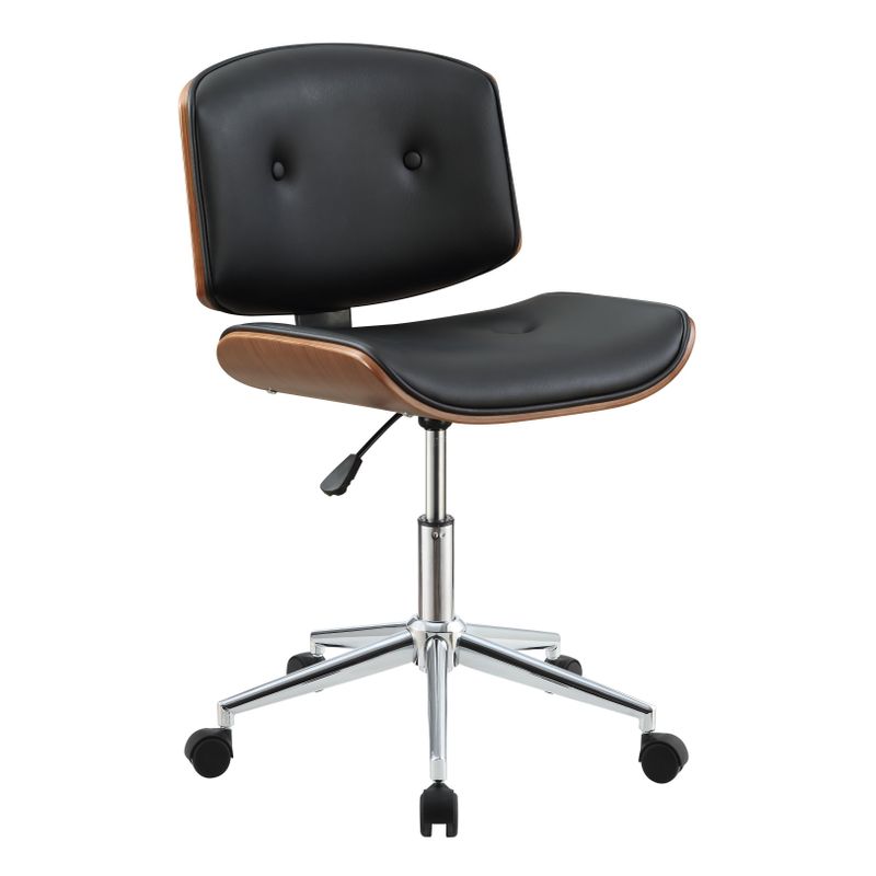 ACME Camila Office Chair, Black Synthetic Leather & Walnut