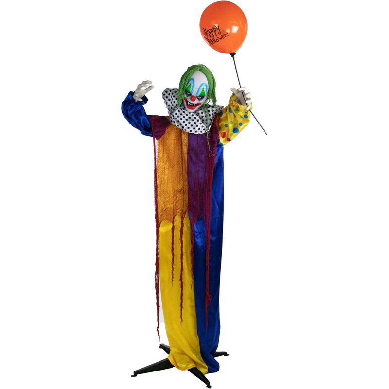 Life-Size Animatronic Clown with Lights and Sound, Indoor or Covered Outdoor Halloween Decoration