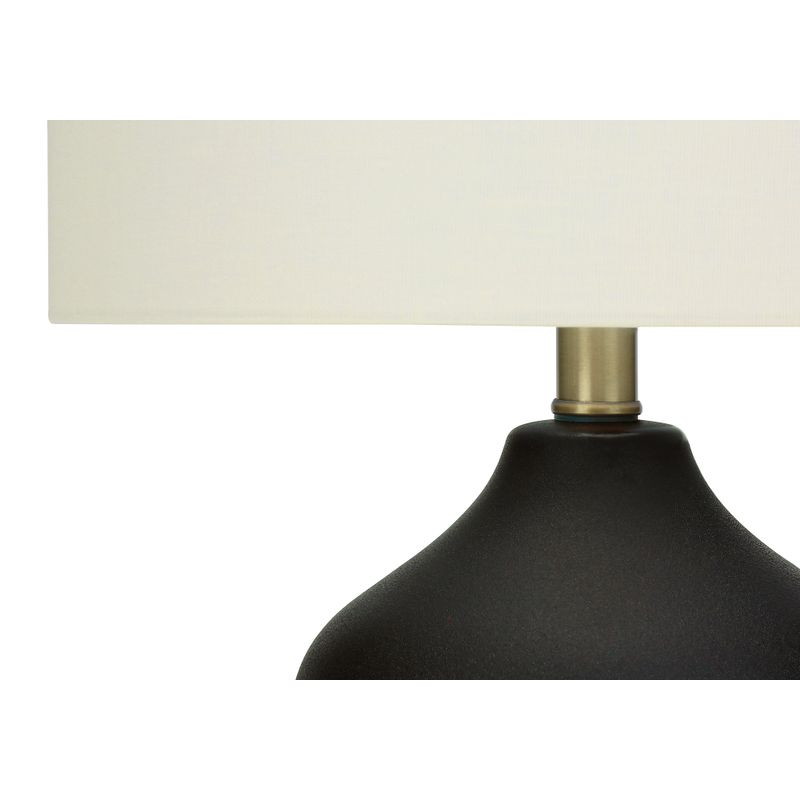 Lighting - 22"H Table Lamp Black Ceramic / Ivory Shade