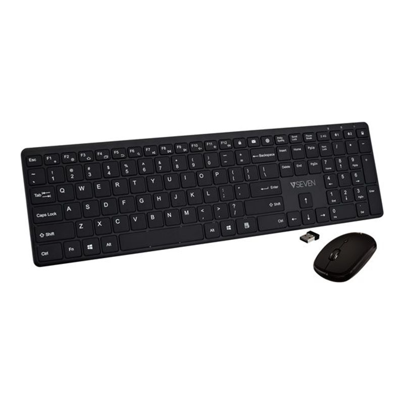 V7 - keyboard and mouse set - Slim - QWERTY - US - black Input Device
