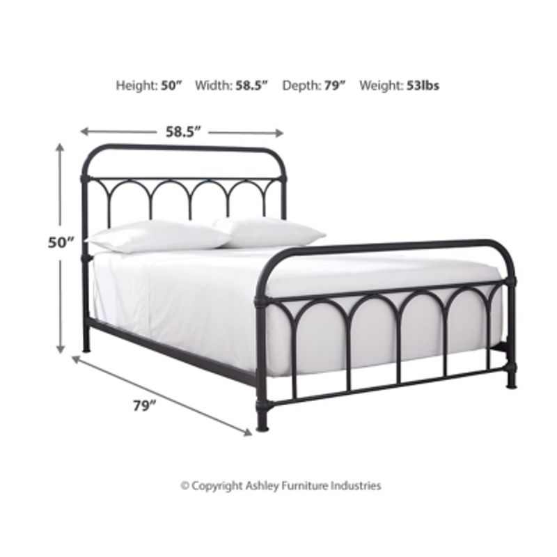 Black Nashburg Full Metal Headboard/Footboard/Rails