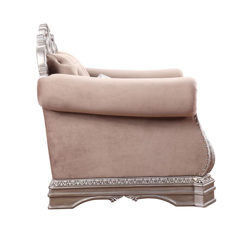 ACME Northville Chair w/Pillow, Velvet & Antique Silver
