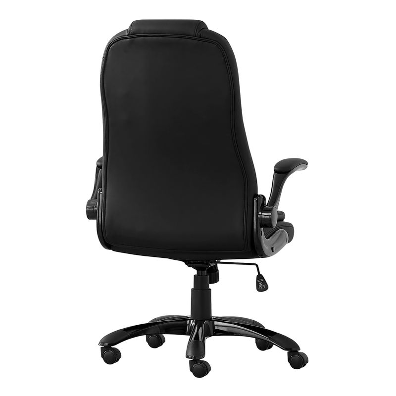 Office Chair/ Adjustable Height/ Swivel/ Ergonomic/ Armrests/ Computer Desk/ Work/ Metal/ Pu Leather Look/ Black/ Contemporary/ Modern