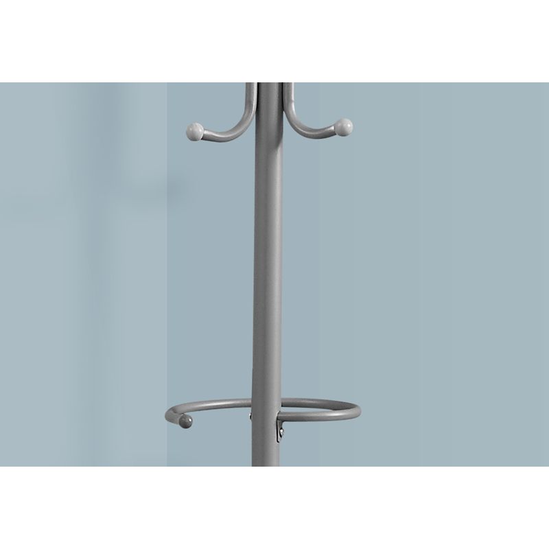 Coat Rack/ Hall Tree/ Free Standing/ Hanging Bar/ 6 Hooks/ Entryway/ 68"H/ Bedroom/ Metal/ Grey/ Contemporary/ Modern