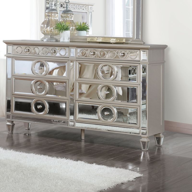 Glam 8-Drawer Champagne and Gray Dresser