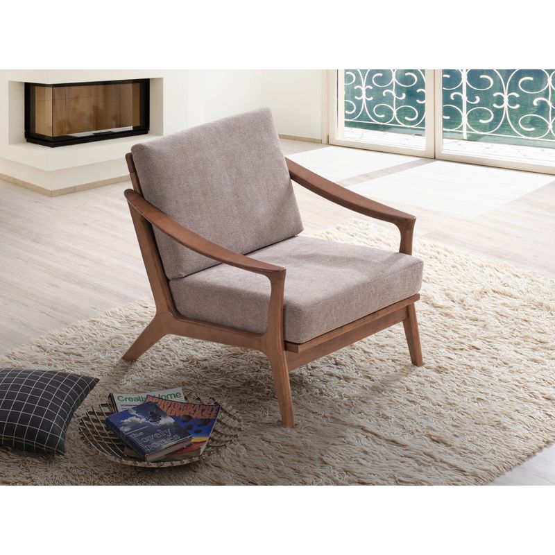 ACME Lide Accent Chair, Light Brown Fabric & Brown Finish