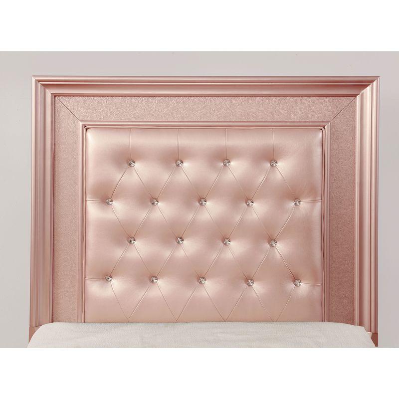 Contemporary Wood Queen Panel Bed in Rose Gold