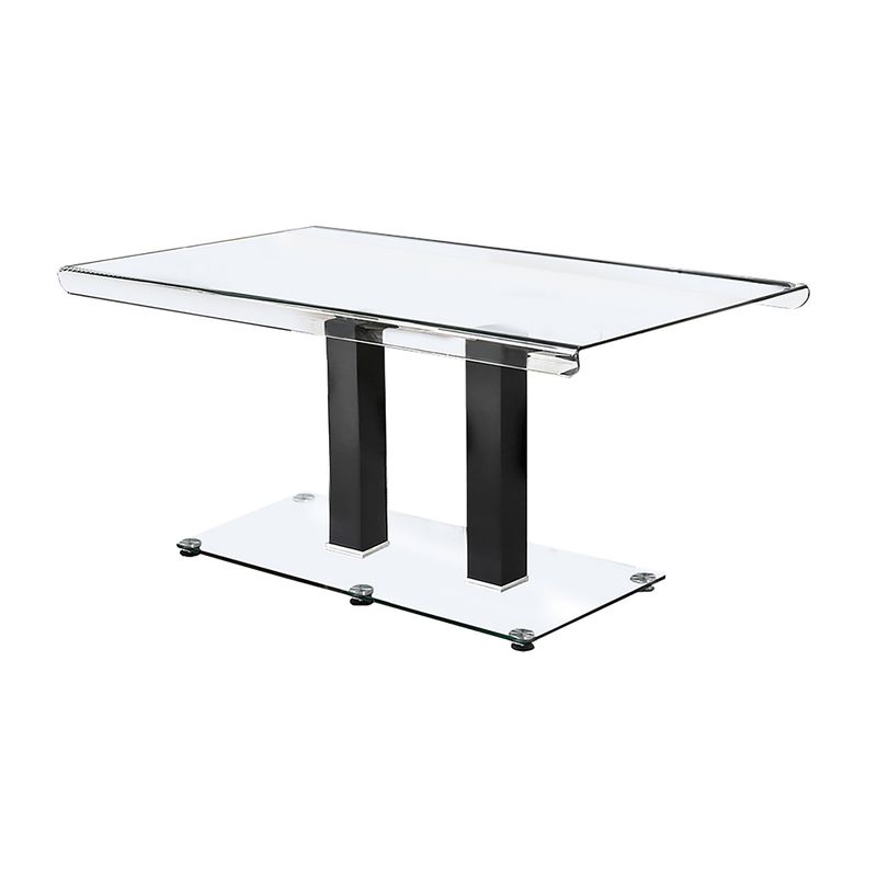 Contemporary Glass Top Dining Table in Black and Silver