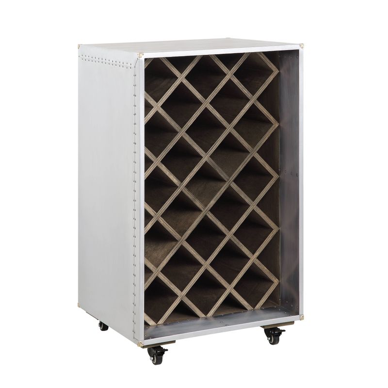 ACME Raini Wine Cabinet, Aluminum Finish