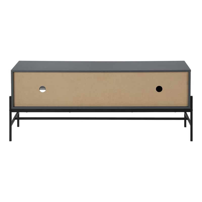 TV Stand - 60"L / Grey / Black Metal With Storage