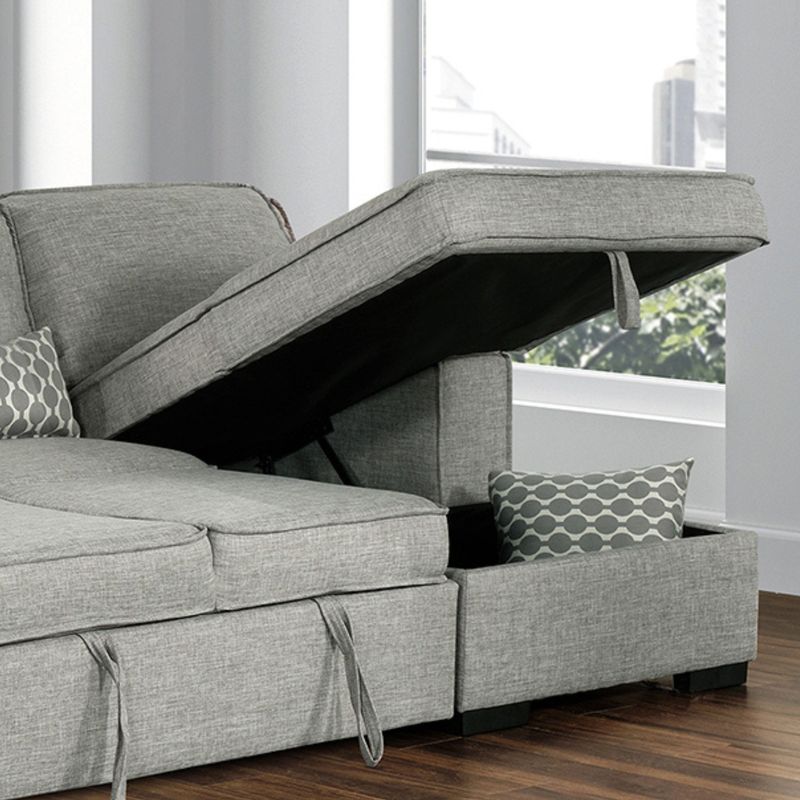 Wren 95 in. Light Grey 2-Piece Right Facing L Shaped Sleeper Sectional with Storage
