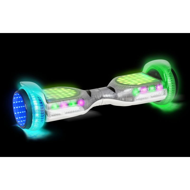 Hyper - Solo Max Light Up Electric Hoverboard Self-Balancing Scooter w/ 4Mi Range & 6mph Speed - Bluetooth Speaker - LED Lights - Multi