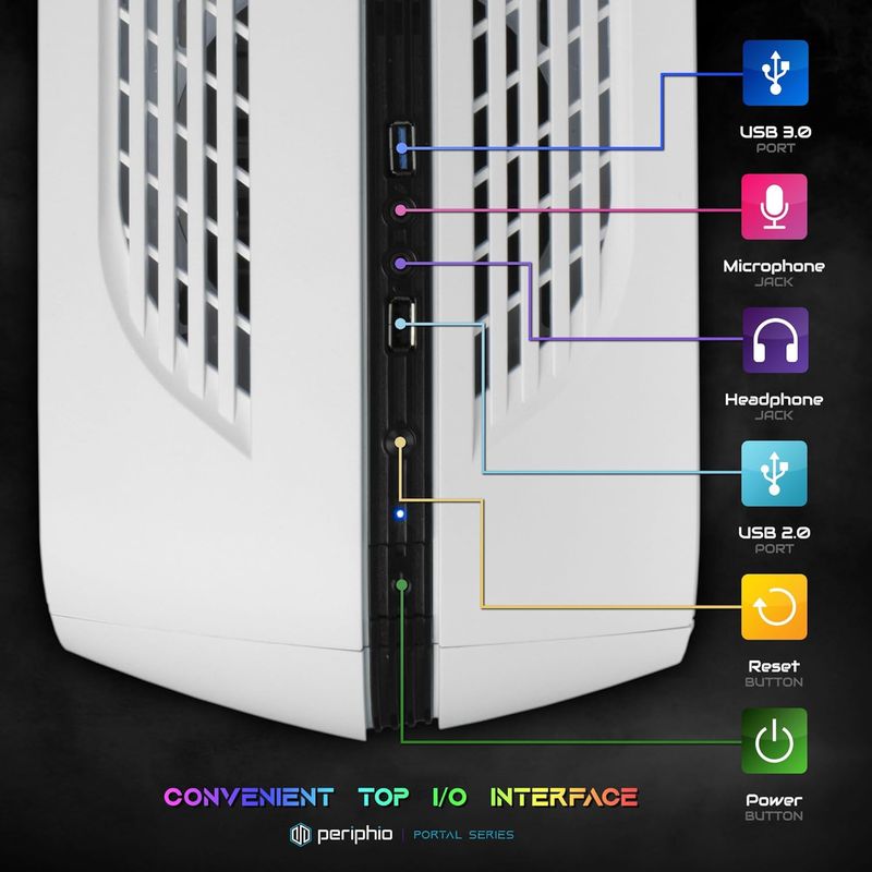 Periphio Warp Gaming PC Computer | AMD Ryzen 5 5600G | Radeon Vega 7 Graphics | 1TB Solid State (SSD) | 16GB DDR4 RAM | Windows 11 | RGB Eli