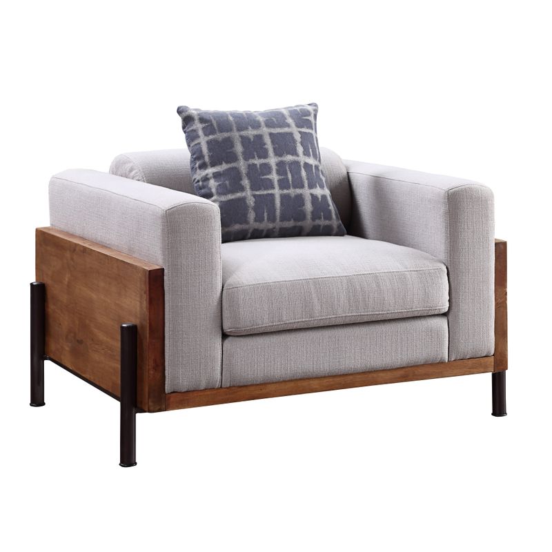 ACME Pelton Chair w/Pillow, Fabric & Walnut