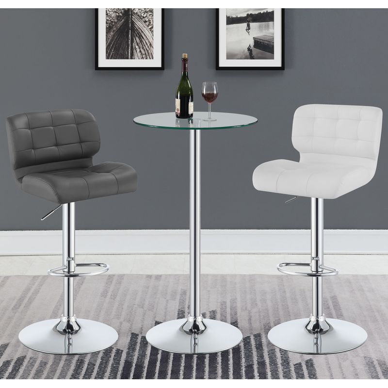 Abiline Glass Top Round Bar Table Chrome