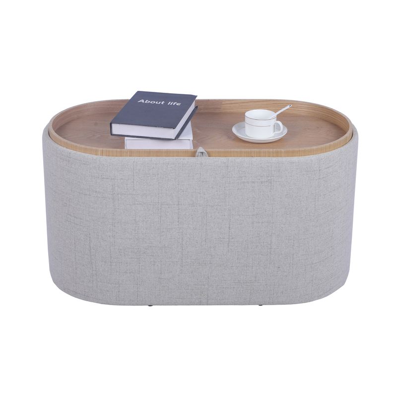 Techni Home Storage Ottoman with Reversible Tray Top, Natural