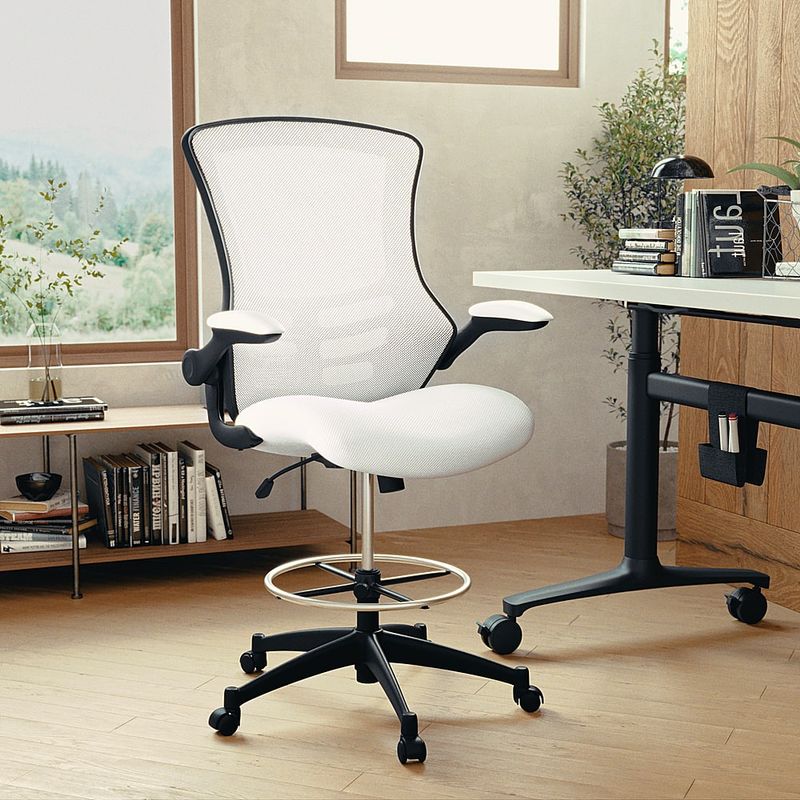 Alamont Home - Kelista Contemporary Mesh Drafting Stool - White Mesh