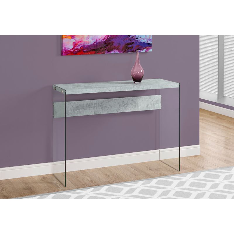 Accent Table/ Console/ Entryway/ Narrow/ Sofa/ Living Room/ Bedroom/ Tempered Glass/ Laminate/ Grey/ Clear/ Contemporary/ Modern