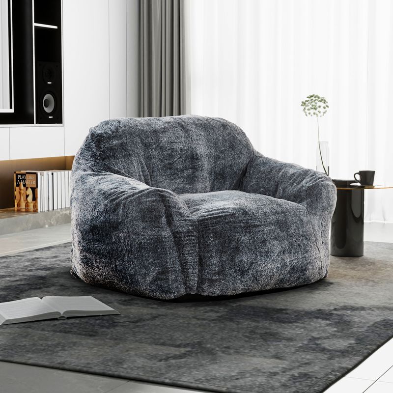 Sealy&reg; Tore Faux Fur Blue Memory Foam Bean Bag Chair