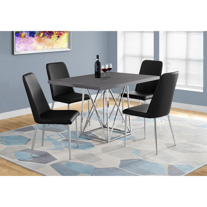 Dining Table - 36"X 48" / Grey / Chrome Metal