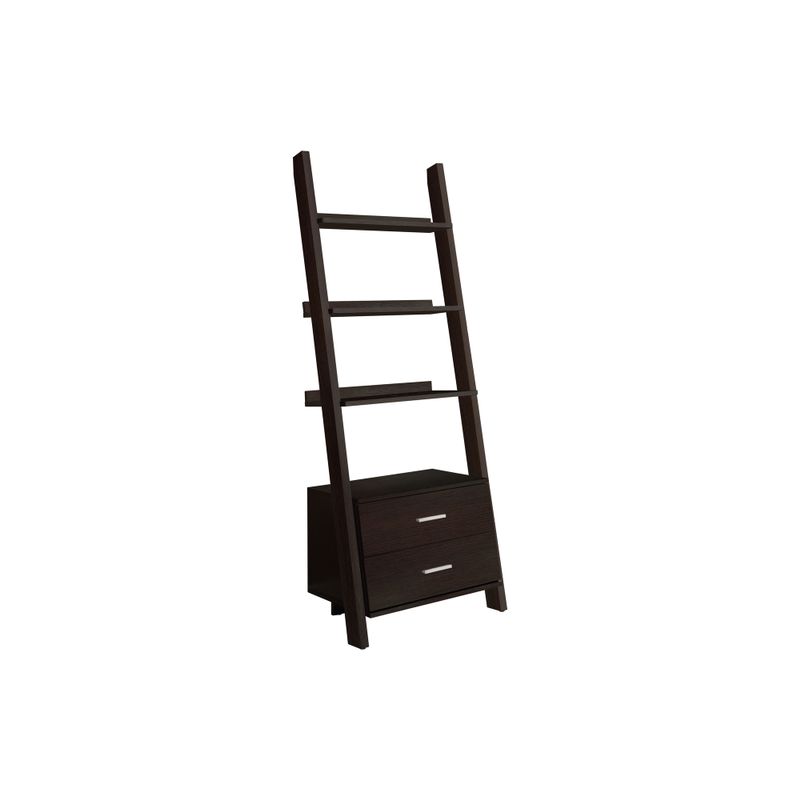 Bookshelf/ Bookcase/ Etagere/ Ladder/ 4 Tier/ 69"H/ Office/ Bedroom/ Laminate/ Brown/ Contemporary/ Modern