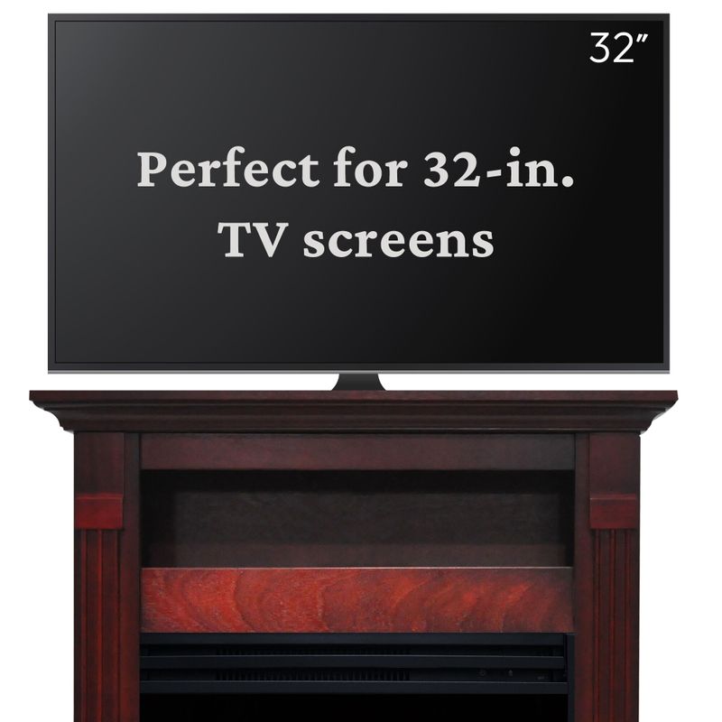 Sienna 34-In. Electric Fireplace Heater with Cherry Mantel, Enhanced Log Display, Multi-Color Flames, and Remote Control