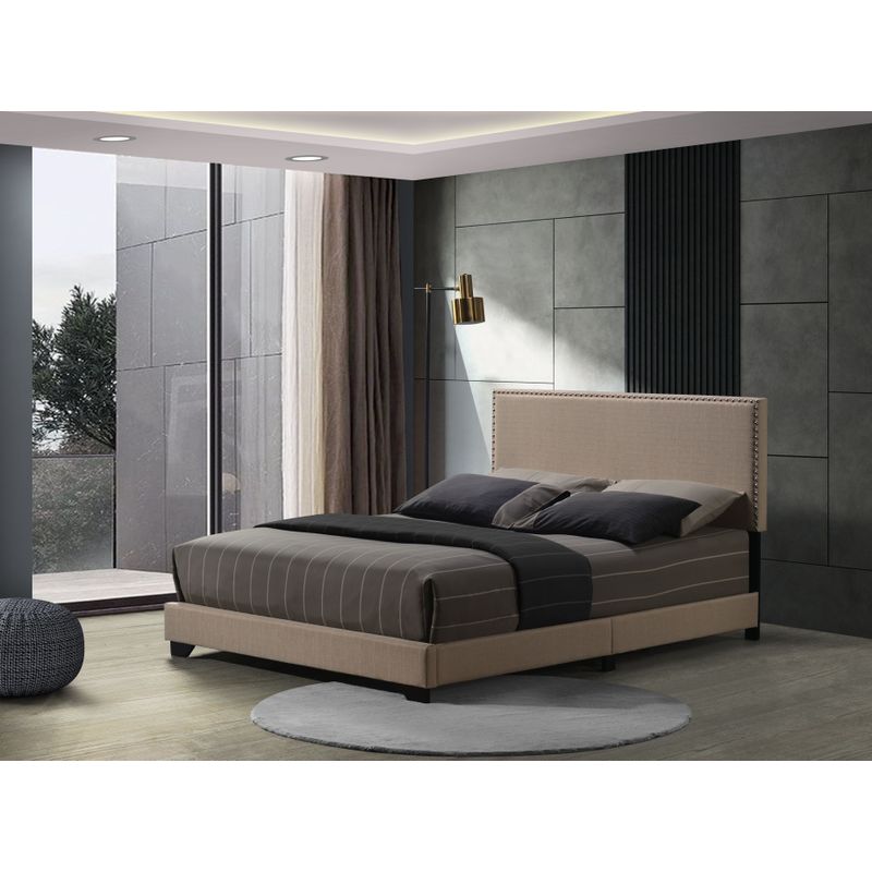 ACME Leandros Queen Bed, Beige Fabric