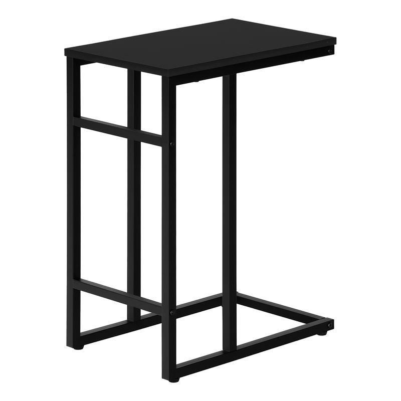 Accent Table/ C-shaped/ End/ Side/ Snack/ Living Room/ Bedroom/ Metal/ Laminate/ Black/ Contemporary/ Modern