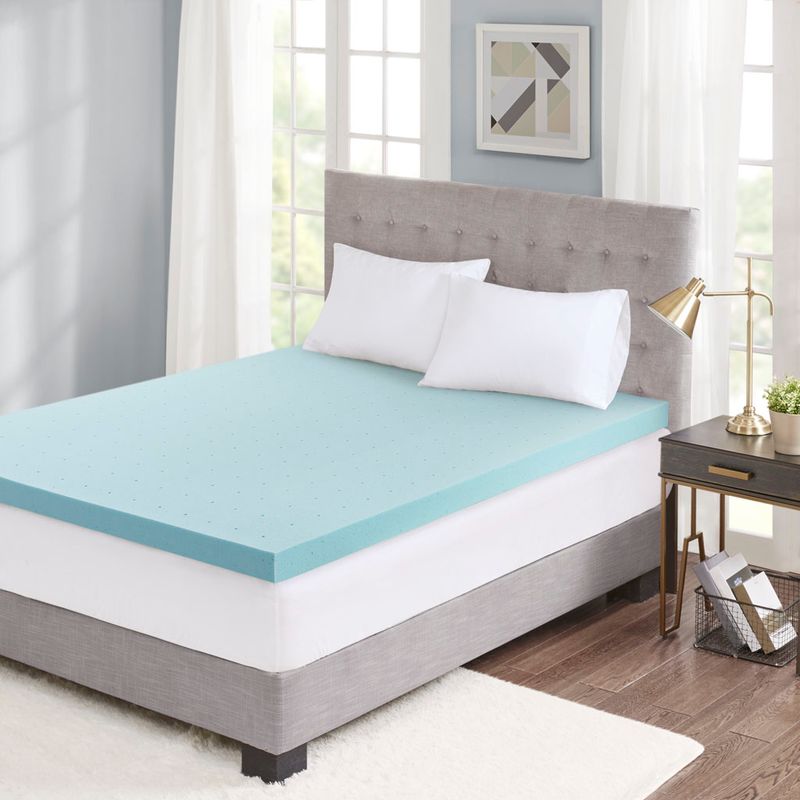 White 3" Gel Memory Foam with Cooling Cover Hypoallergenic 3" Cooling Gel Memory Foam Mattress Topper with Removable Cooling Cover Twin XL
