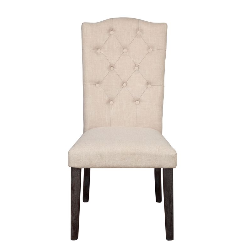 ACME Gerardo Side Chair (Set-2), Beige Linen & Weathered Espresso