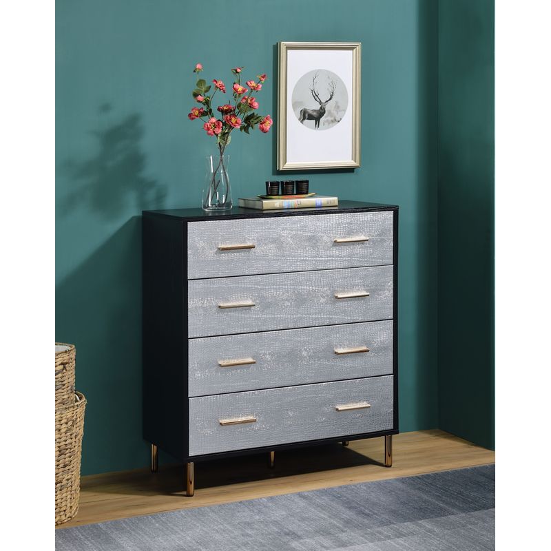 ACME Myles Chest, Black, Silver & Gold Finish