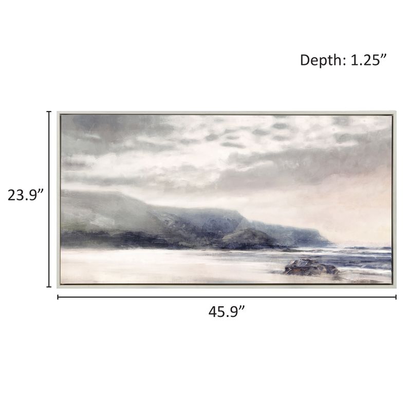 Blue/Pink Moody Coast Hand Embellished Landscape Framed Canvas Wall Art See below