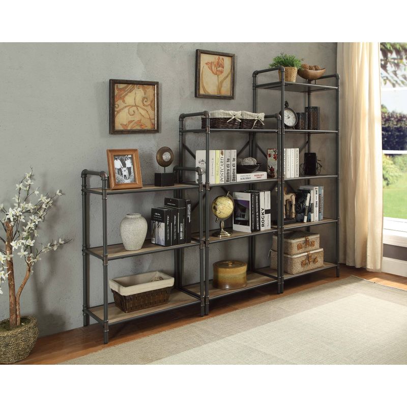 Rent to own ACME Itzel Bookshelf, Antique Oak & Sandy Gray