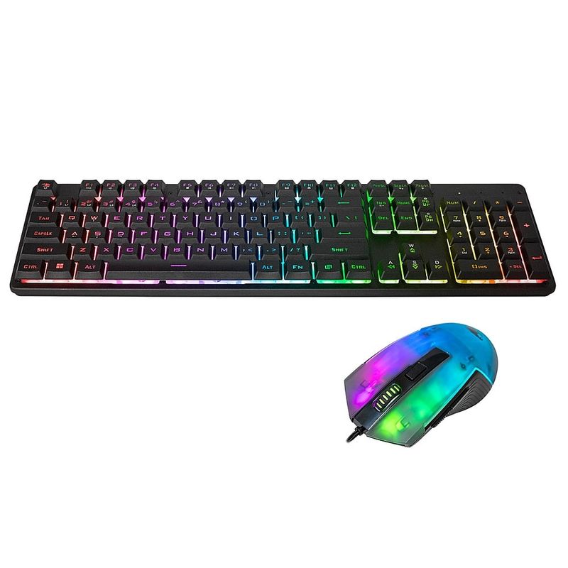 iBUYPOWER - Chimera KM7 Full-Size Wired Membrane RGB Keyboard and Optical Mouse Bundle - Black