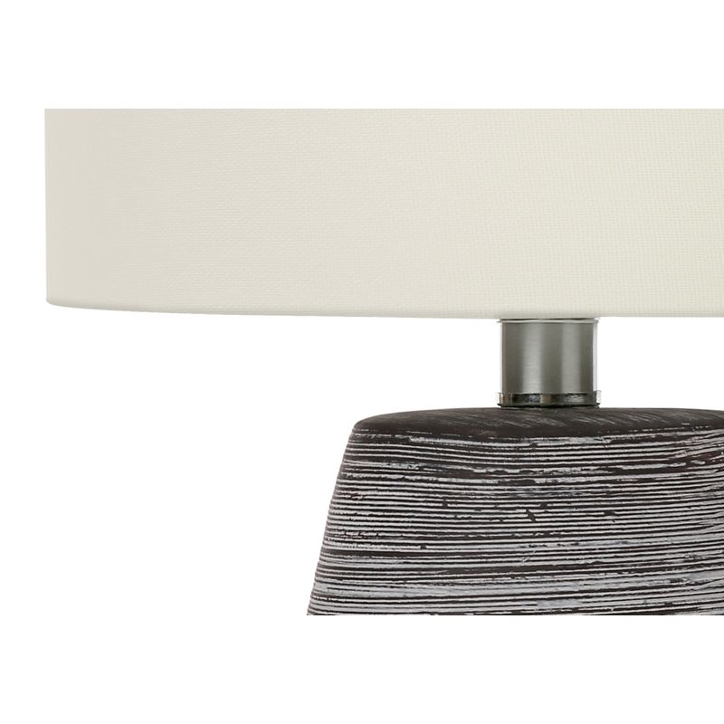 Lighting - 19"H Table Lamp Grey Ceramic / Ivory Shade