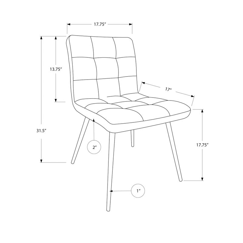 Dining Chair/ Set Of 2/ Side/ Upholstered/ Kitchen/ Dining Room/ Pu Leather Look/ Metal/ Grey/ Chrome/ Contemporary/ Modern