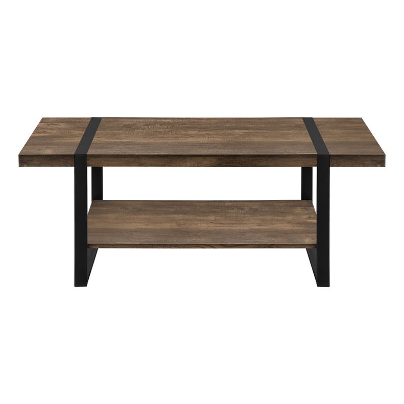 Coffee Table/ Accent/ Cocktail/ Rectangular/ Living Room/ 48"L/ Metal/ Laminate/ Brown/ Black/ Contemporary/ Modern